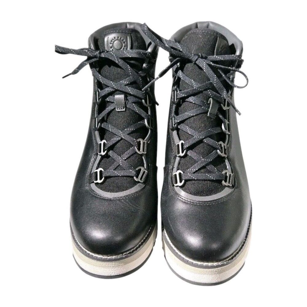 Cole Haan ZERØGRAND City Wedge Waterproof Leather Boots Black Women's Size 9B